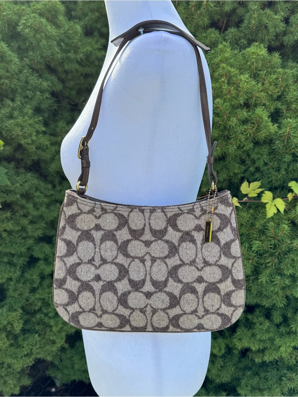 Coach Y2K Signature Wool Blend Girlie Shoulder Bag in Brown